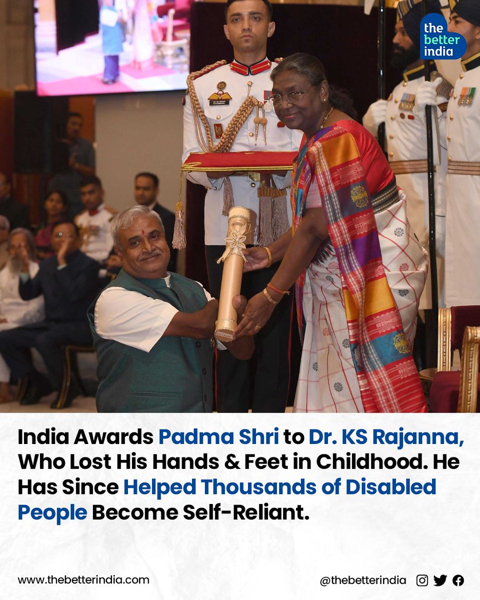 At the young age of eleven, Dr K S Rajanna's life took a challenging turn when he lost his hands and feet to Polio. 

#DrRajanna #Inspiration #SocialWork #PadmaShri #PolioAwarness #india 

[Dr. Rajanna, Polio, Disability rights activist, Padma Shri, Social worker, Inspiration]