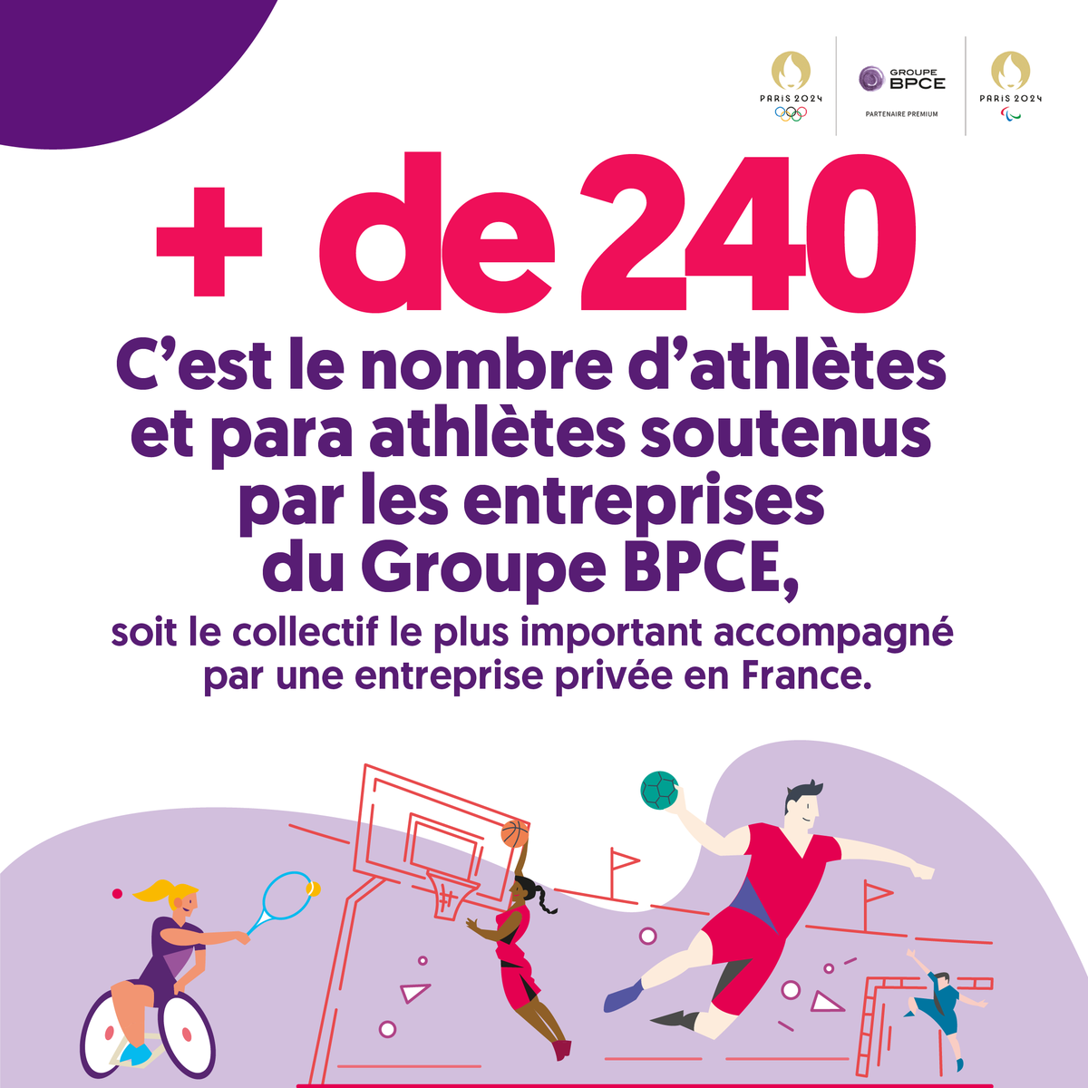 [#ToujoursPlusSport] Grâce à l’engagement des entreprises du @GroupeBPCE, ce sont plus de 240 athlètes et para athlètes qui bénéficient d’un dispositif de soutien 💪Soutenir et accompagner des athlètes français est une ambition forte du @GroupeBPCE #BanqueDuSport #VivonsParis2024