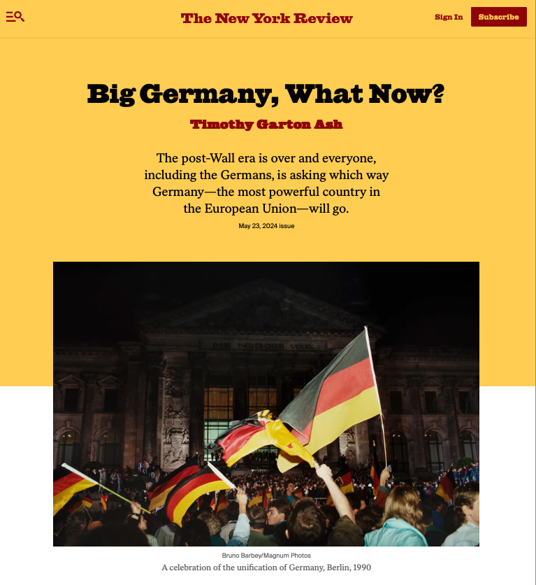 'Almost every point I have made in this essay has been made, sometimes more sharply, by German scholars and commentators ... There is less evidence, unfortunately, that the country’s politicians and business leaders are listening. Yet Germany today needs open, critical thinking…