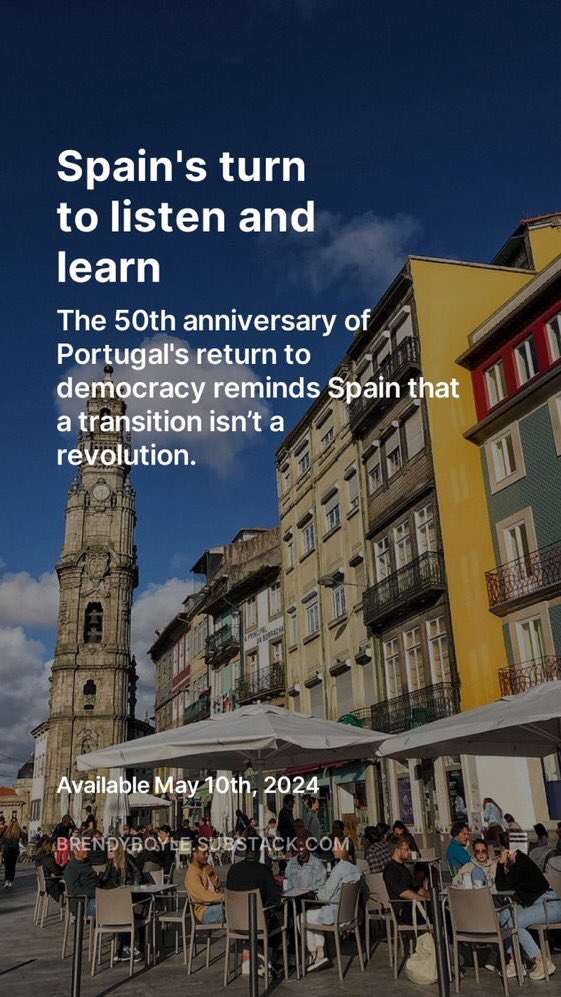 📬🇪🇸🇵🇹 Latest piece out of the oven and smelling like a fresh tray of pasteis de nata! A look at Spain and Portugal in 2024 as they ‘celebrate’ 50 years since the end of very(!) different dictatorships. Enjoy, share, sign up - gracias! open.substack.com/pub/brendyboyl…