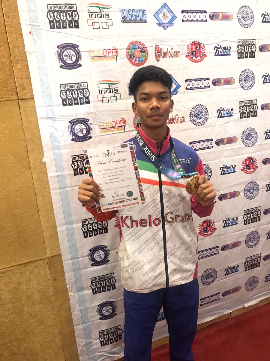 A Proud Moment for OAVS . Our talented Student Somesh Kumar Podh,of Class-X OAVMasaninmunda,Kesinga,Kalahandi,WON 1st position(Gold Medal)in Under-16 Long Jump in the Indo-Nepal InternationalChampionship which was held from 4th to 7th may at Rangasala Stadium,Nepal.