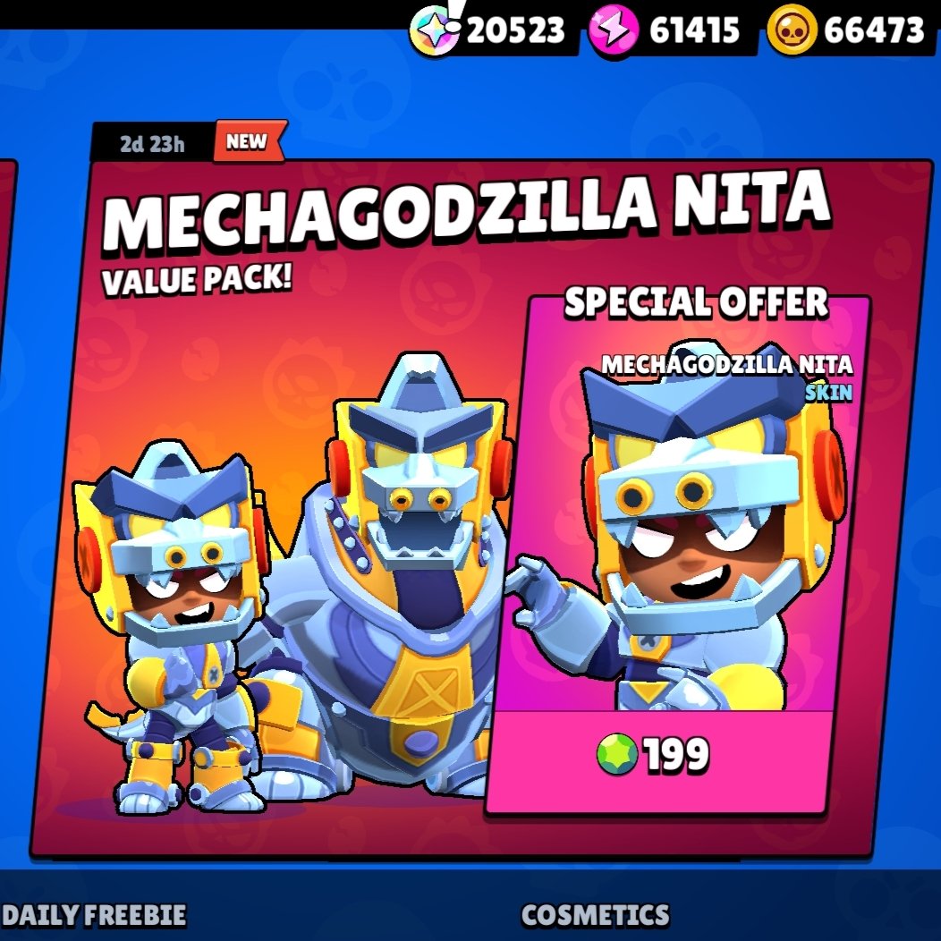🚨 Buyers beware

The new Mechagodzilla Nita skin is here, but it doesn't appear on the catalog 🤔

Similarly with El Babyshark, the skin was only available during 1 day and wasn't available in the catalog 😅

So this skin could be exclusive? 😱

#BrawlStars #Godzilla #Mutations