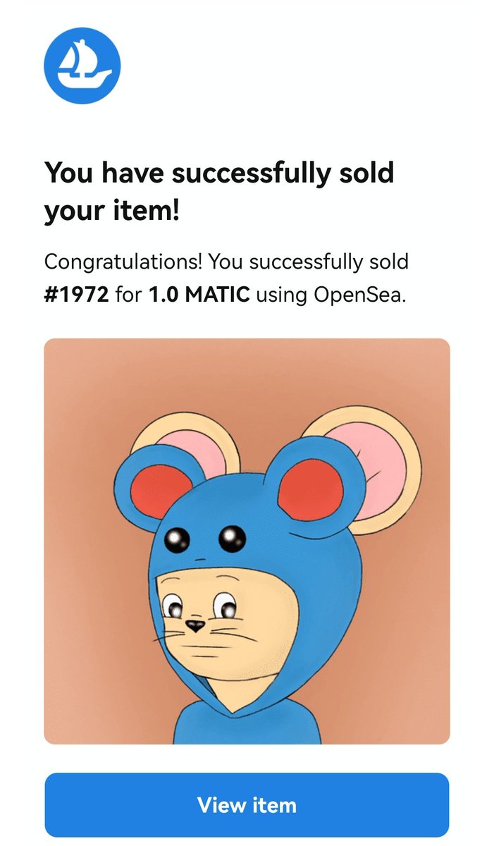 Sold.  🍀
Congratulations to the new owner of a cute mouse.  🎉🎉🎉
Thank you for your support @giftoble🥰
I appreciate it💕

#NFT #NFTMarketplace #NFTart #NFTCommunitys #NFTartwork #NFTfam #NFTartist #NFTs #NFTSale