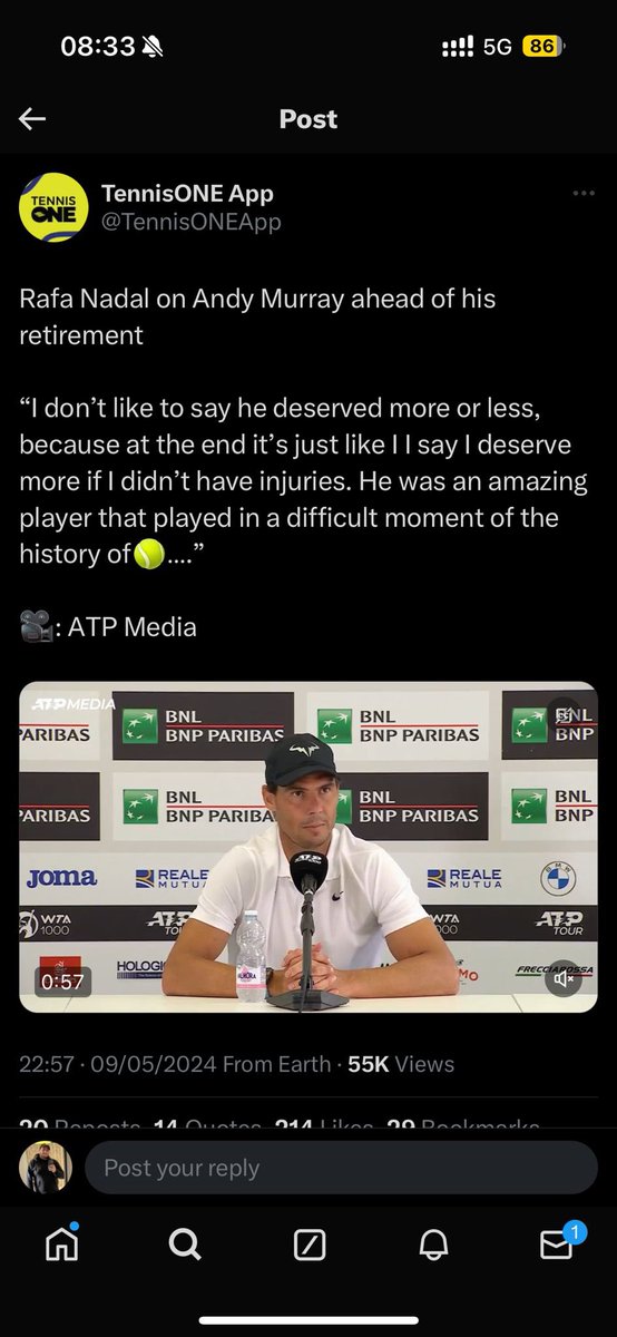 This was such an annoying quote by Nadal. Stop making everything about himself. It’s not about your injuries. Secondly comparing what Murray had which ended his career to what he had, it’s shameful on his part.