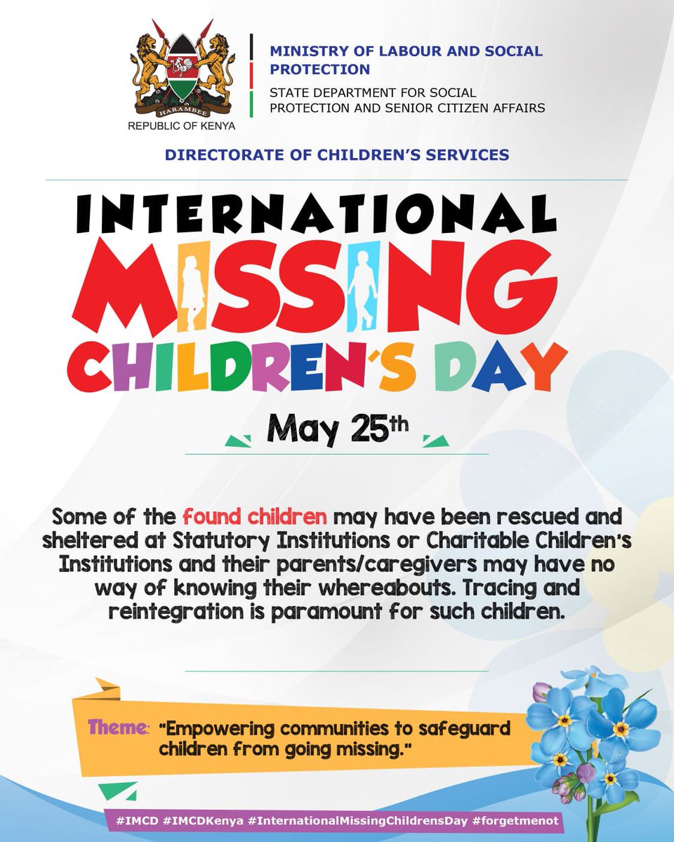 Family tracing and reintegration efforts are crucial to reuniting lost and found children with their families! #InternationalMissingChildrenDay