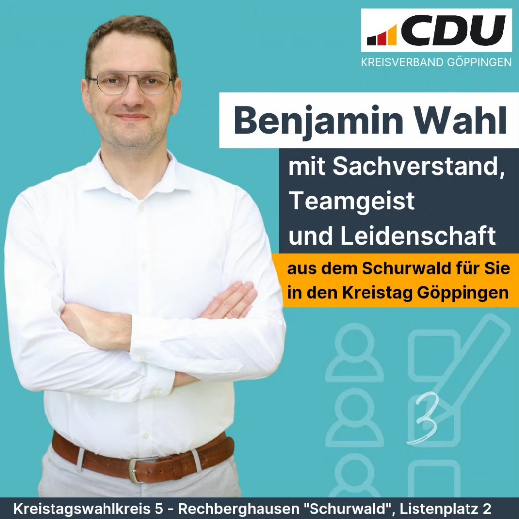 #kommunalwahl2024 | Am 9. Juni finden die Europa- und Kommunalwahlen 🗳 statt. Ich kandidiere für den Gemeinderat und für den #Kreistag in den sechs  #Schurwaldgemeinden
Über Eure Unterstützung würde ich mich sehr freuen!
#gemeinderatswahl #kreistagswahl #landkreisgöppingen