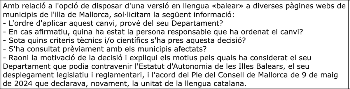 JoanFRipoll's tweet photo. 🔴 Sospitam que el canvi s'ha propiciat des del departament d'informàtica al servei de les corporacions locals que depèn de @ConselldeMca , concretament de la consellera #VOX #PilarAmate Hem requerit la següent informació: https://t.co/Ixqp2B3q9g
