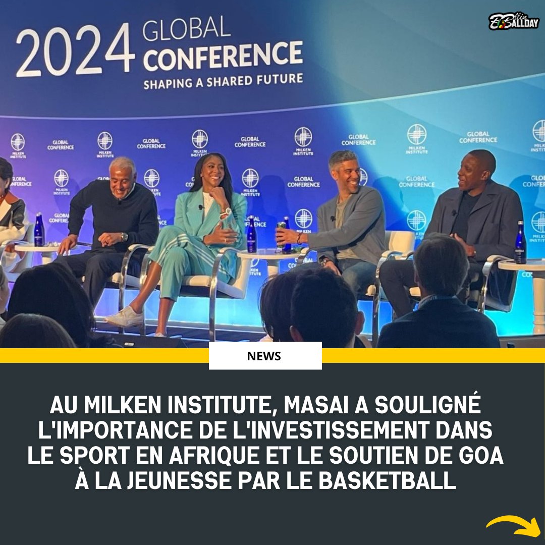 🏀 Joining global leaders at the Milken Institute Global Conference, Masai shares insights on investing in Africa's sports and entertainment sectors, emphasizing philanthropy and the future of sports. ✅️ #Africa #AfricaInvestment #EmpoweringYouth #MilkenConference