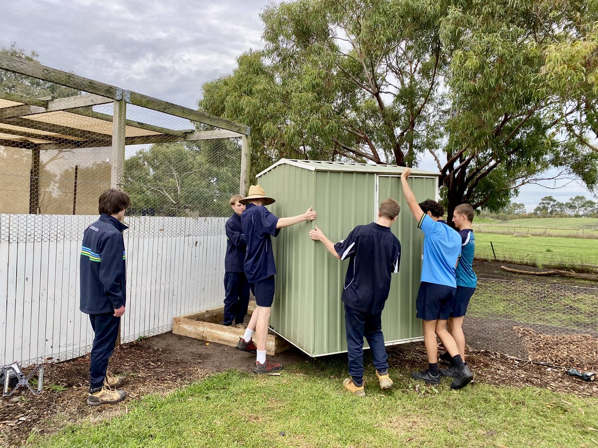 cornishnature's tweet photo. The Industry and Enterprise team got a set of tools to call their own today. They also finished off setting up a new garden shed by building the timber base, levelling the ground, attaching the shed to the base and adding a crushed rock floor to store said tools. https://t.co/sVhvhOmrgS