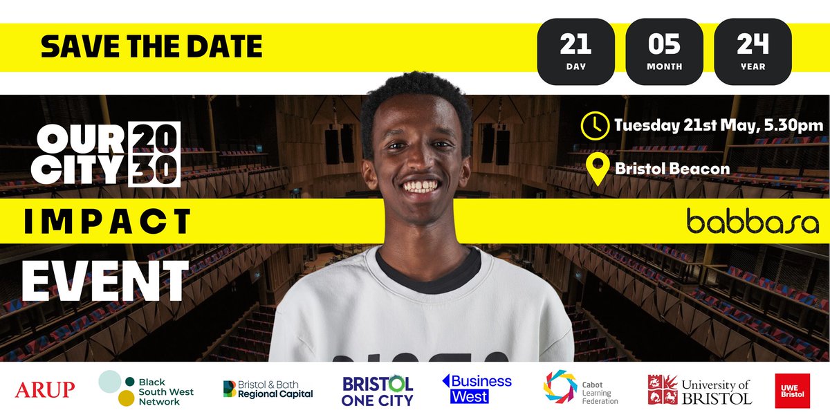 Join us at @Bristol_Beacon on 21st May as we celebrate the impact we achieved in 2023 through the work of Babbasa and #OurCity2030 and look ahead to how, together, we can create a more equal and fairer city for the future. eventbrite.co.uk/e/ourcity2030-…
