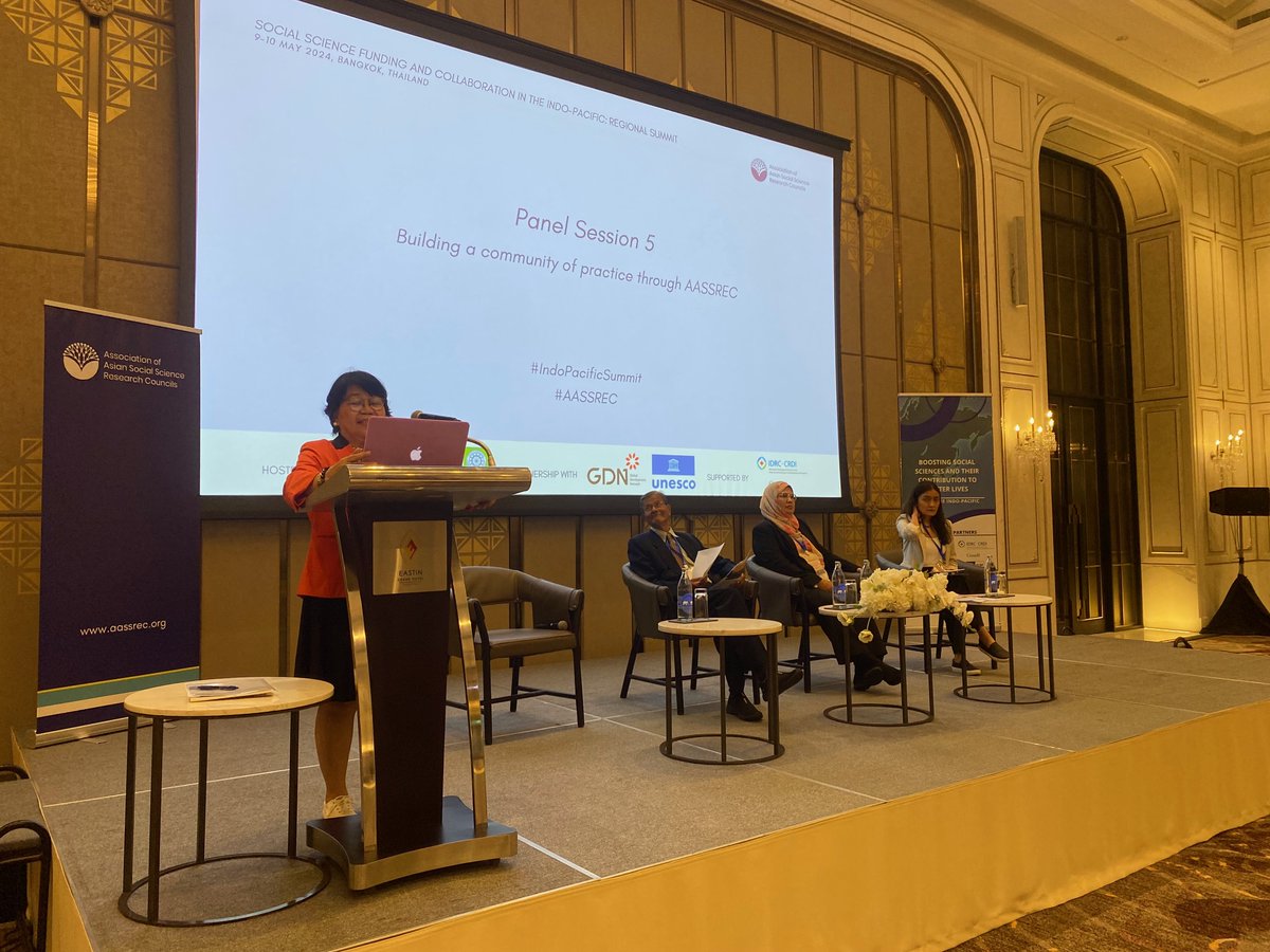 The #IndoPacificSummit final panel, chaired by Dr Lourdes Portas <a href="/pssc_official/">Philippine Social Science Council</a> explores building a community of practice through AASSREC with speakers Prof <a href="/hettige_siri/">Siri Hettige</a> from <a href="/NSFSriLanka/">NSF Sri Lanka</a>, Prof Sity Daud, Malaysian Social Science Foundation + Dr <a href="/inayarakhmani/">Inaya Rakhmani</a> from <a href="/FISIP_UI/">FISIP Universitas Indonesia</a>