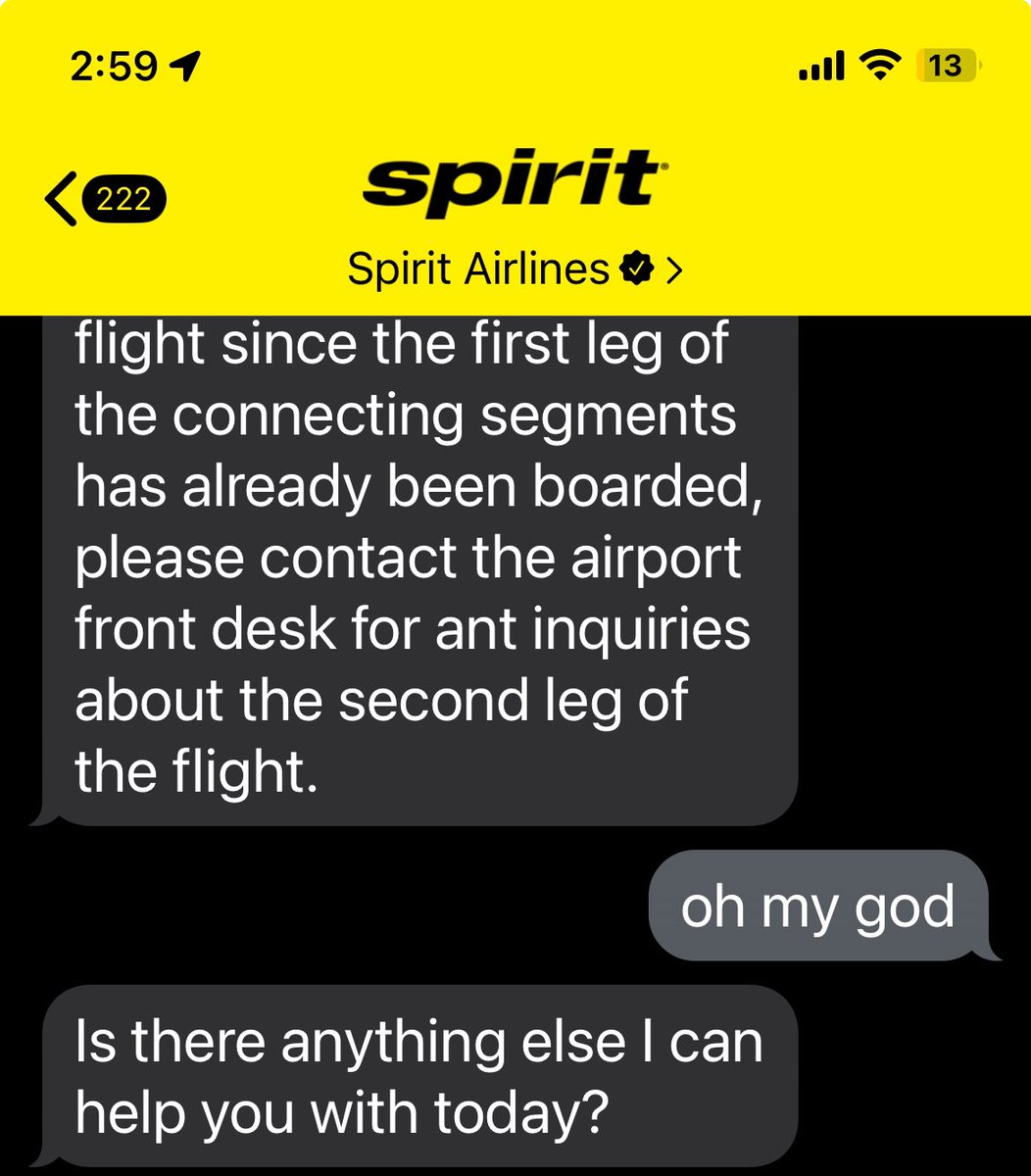 @SpiritAirlines you did all the scripted responses already :(