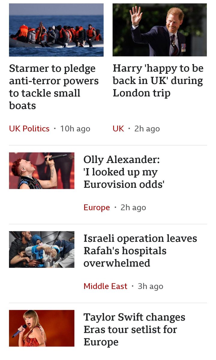 Dear @BBCNews Two of these are news stories, three of them are not. Please sort yourselves out. Thank you