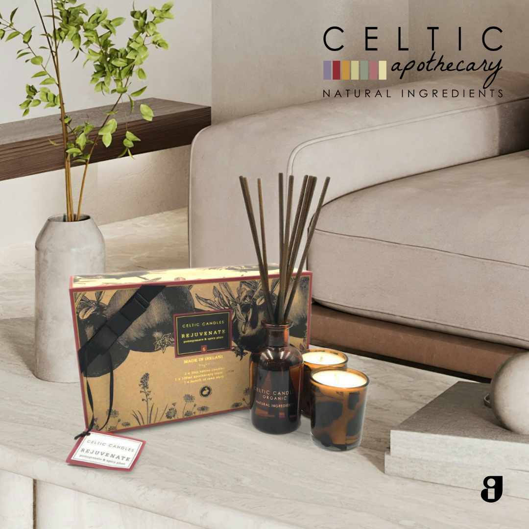 REJUVENATE - refreshing scent of pomegranate and spicy plum

- 100% plant wax
- Burning clean with no waste
- Candle burns for up to 20 hours
- Diffusers last for up to 6 months
- Available in 3 unique aromas
- Proudly made in Ireland

ow.ly/Au3450RnTsb

#celticcandles