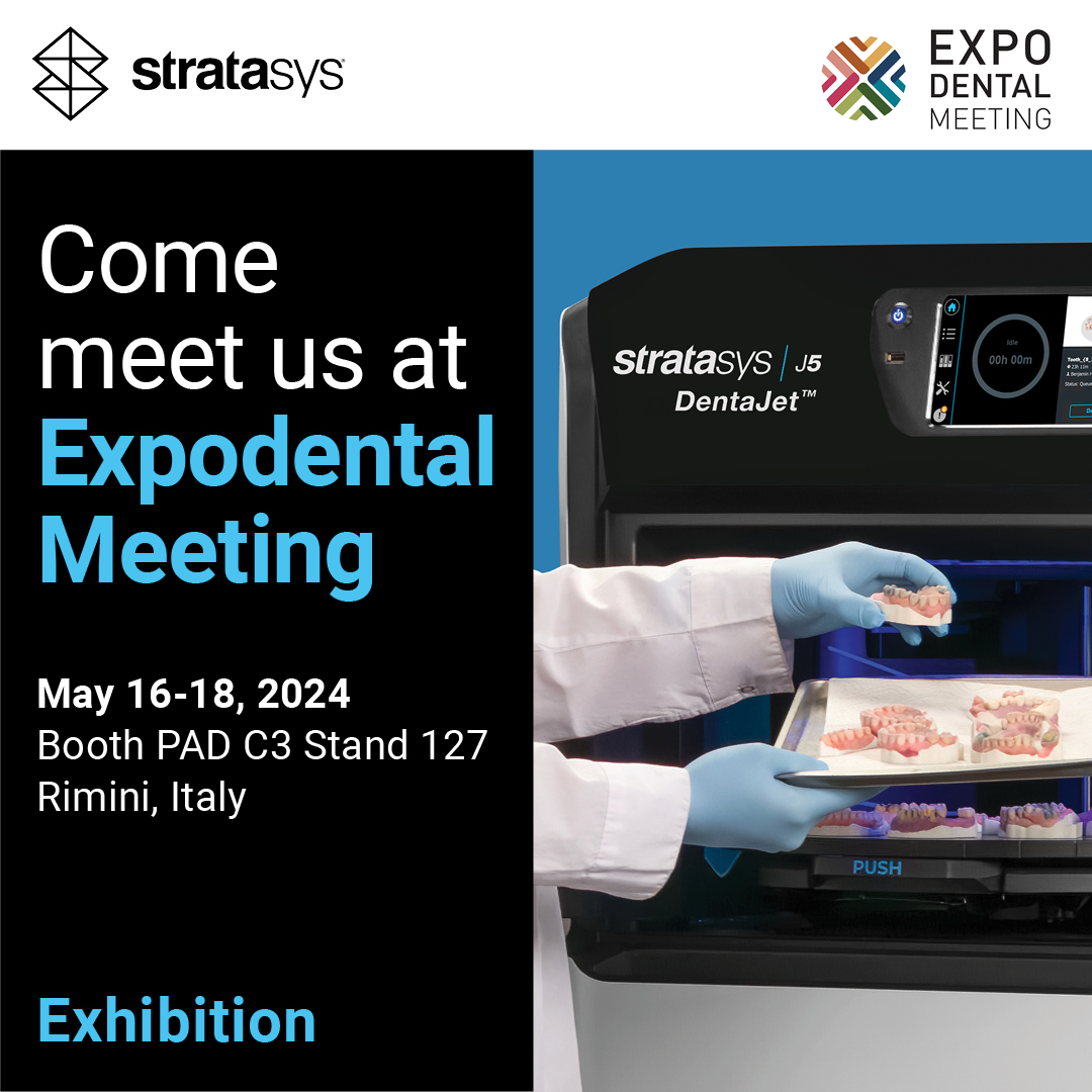 We're thrilled to be showcasing the latest in PolyJet #3dprinting technology for dental applications at the @EXPODENTAL in Italy. Stop by our booth PAD C3, stand 127 to see our printers in action, and speak with a Stratasys expert. #Makeadditiveworkforyou #addstratasys