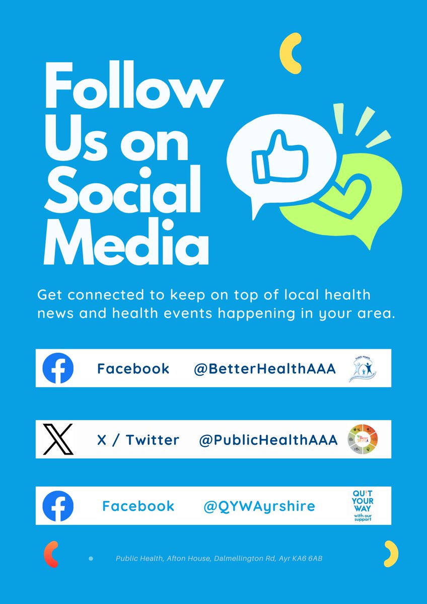Stay informed and stay healthy! Follow us on social media for all the latest local health news and tips to keep you feeling your best.  

#healthyliving #Ayrshirehealth
@PublicHealthAAA
