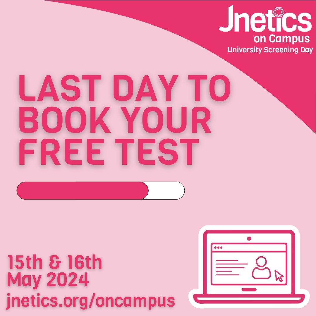 Last chance to get tested for 47 Jewish genetic disorders FOR FREE! Don't miss out, head to jnetics.org/oncampus/ to book your free test NOW! . . . #jnetics #jneticsoncampus #uni #jewishgenes #jewishgeneticdisorders