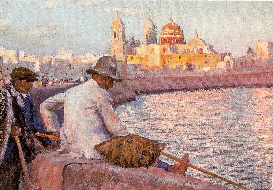 'Campo del Sur con pescadores', del pintor Federico Godoy Castro (Cádiz, 1869 - Sevilla, 1939).