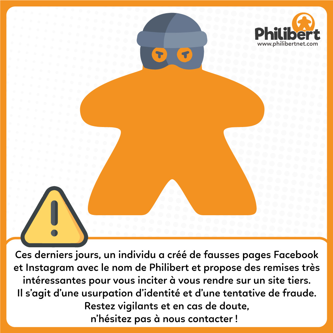 📢 RESTEZ VIGILANTS 📢 Depuis hier, un coquin a créé de fausses pages Facebook et Instagram en utilisant ou en détournant le nom de Philibert. Restez vigilants et n'hésitez pas à les signaler à Facebook et Instagram ! Merci pour votre aide !