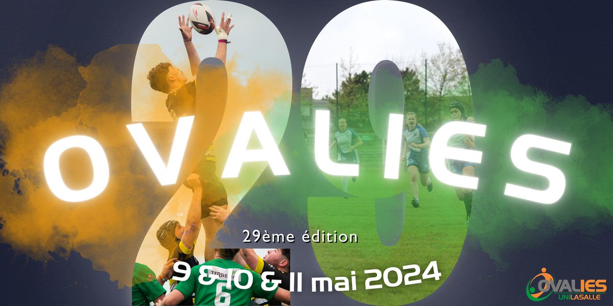 La 29ᵉ édition des #Ovalies vous donne rendez-vous les 9, 10 et 11 mai à #Beauvais en #hautsdefrance ! 💪 Avec le même objectif : récolter des fonds pour des associations caritatives. 🏉 Découvrez le programme 👉 ow.ly/i7y150RwY6m Cc @Antoine_Sillani @UniLaSalle_fr