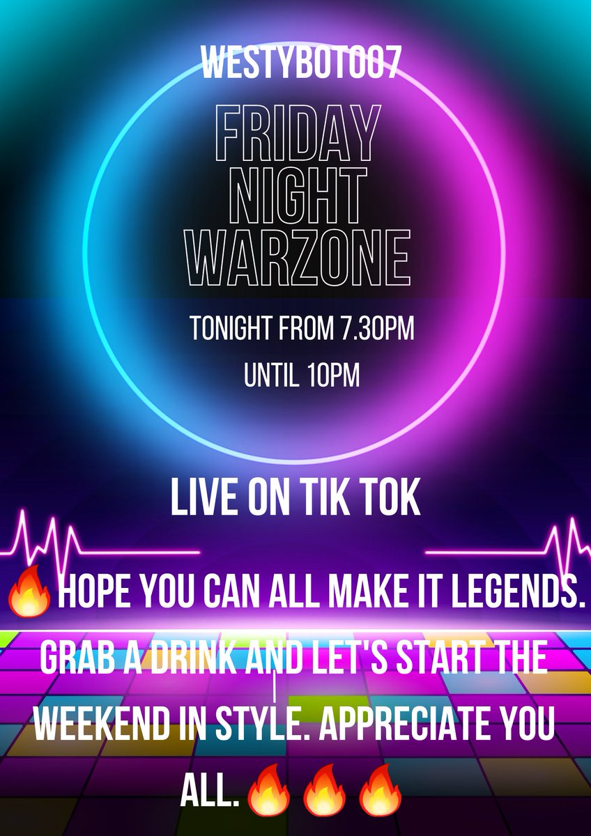 Westybot007's tweet photo. Happy Friday legends Hope your all amazing and have a great day. Hope you can all make it tonight legends. Appreciate you all. #rebirthisland #hype #MW3 #fun #followergames #tiktoklive https://t.co/EzYrDGHj9P