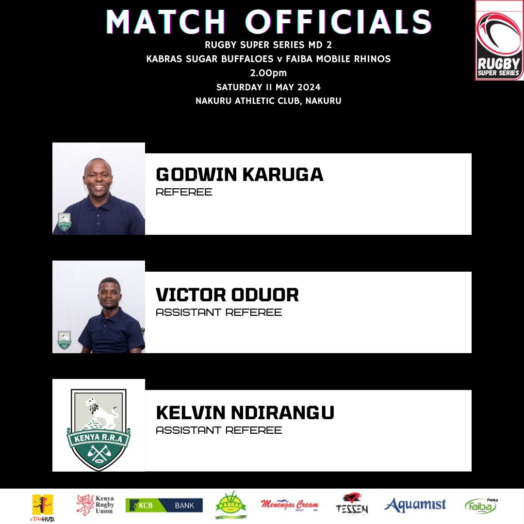 Match officials for the second round of the #RugbySuperSeries in Nakuru. #RugbyKE