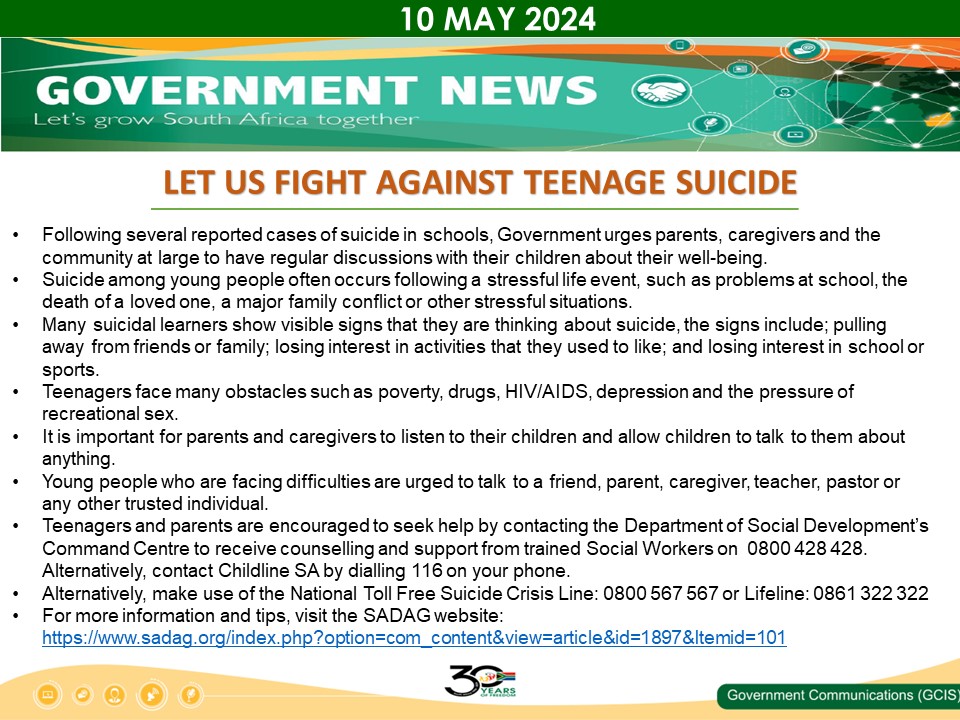 Government urges parents, caregivers, and the community at large to have regular discussions with their children about their well-being.#GovNews