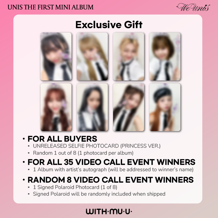 [💿] WITHMUU X UNIS VIDEO CALL EVENT Via Shopee EXCLUSIVE GIFT PREVIEW [ 🎁 EXCLUSIVE GIFT ] - Unreleased Selfie Photocard (1 out of 8) (Princess ver.) ✅ Please Double check if you have submitted G-Form after purchase!! [📍JOIN HERE] 🌐 WITHMUU Shopee Store 🔗Shopee PH…