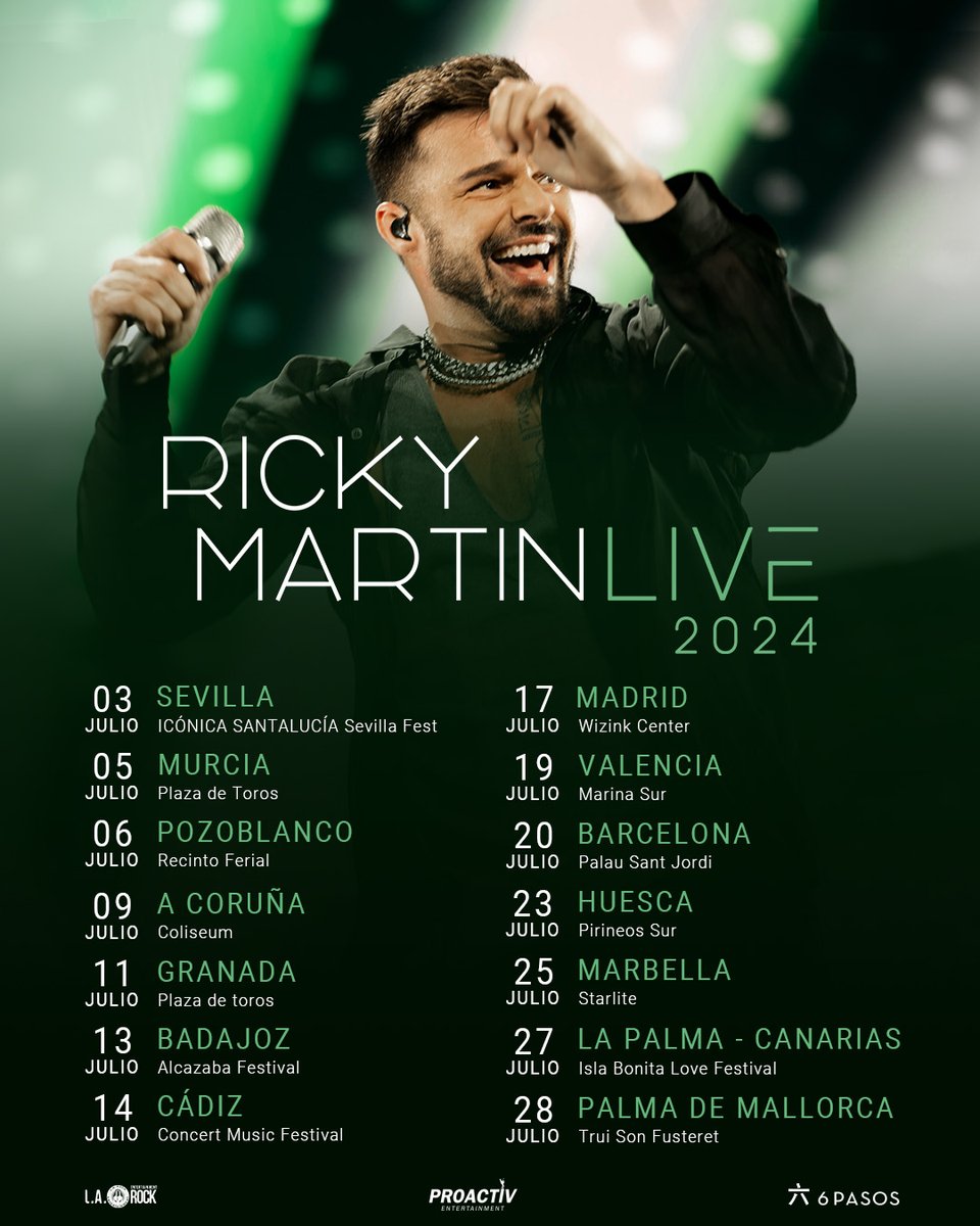 ¡RICKY MARTIN viene de gira a España y no podemos estar más felices de tenerlo aquí! 🤩✨ ¿A qué ciudad irás a verlo? 👀 Consigue tus entradas: sonymusic.es/actualidad/ric…