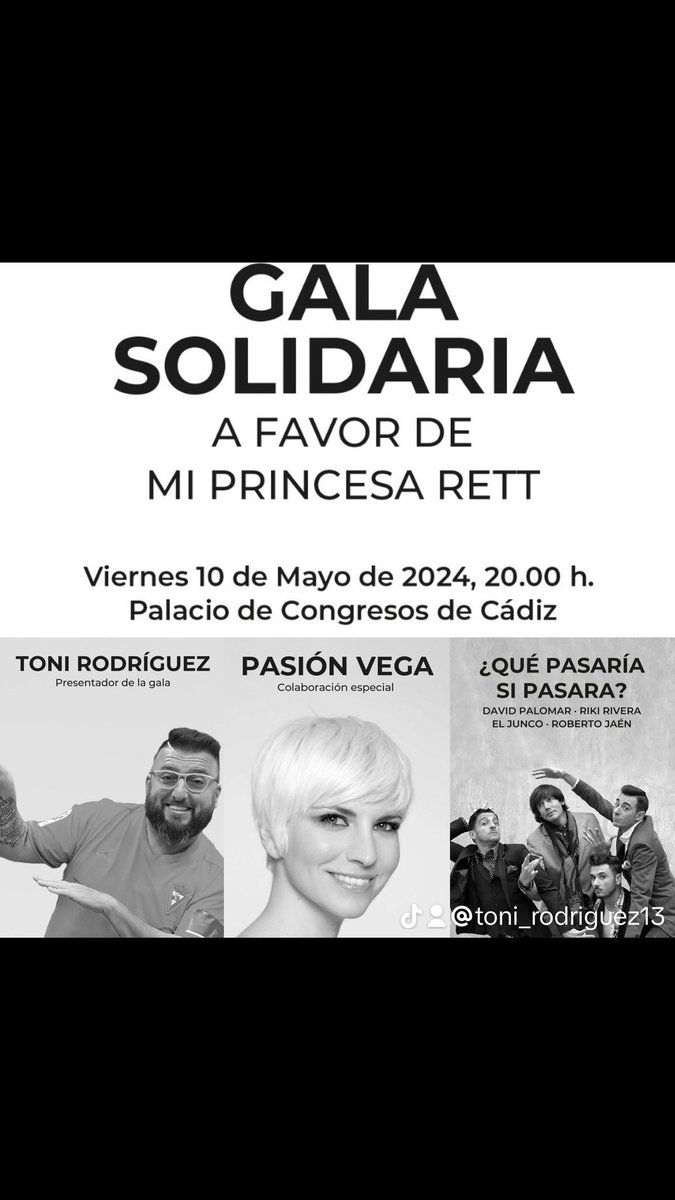 ÚLTIMAS ENTRADAS PARA ESTÁ NOCHE EN CÁDIZ CAPITAL 

tickentradas.com/eventos/gala-s…

QUEDAN MUY POQUITAS PARA PONER EL SOLD OUT, QUE NO HAY MÁ VAMOS ASÍ QUE DE TI DEPENDE @MiPrincesaRett @Rikiriveraa  @anabelriveraoficial @rgomezjunco @palochico