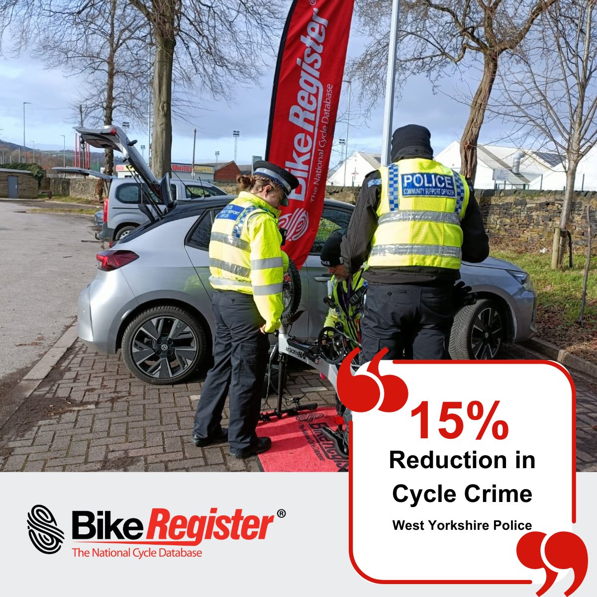 @WestYorksPolice partnered with local authorities to boost BikeRegister use within the area, cutting cycle crime by 15%. Read more: bit.ly/3URbPLL

#BikeRegister #BikeMarking #CrimePrevention #CycleCrime #Cycling #ForensicMarking #AssetProtection #BikeTheft