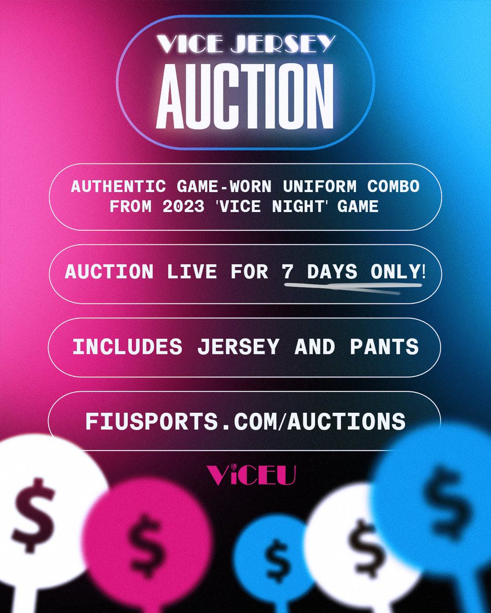 One more sleep ⏳ Auction for game worn #VICEU uniforms ends Friday (5/10) at 5PM! 🔗 fiusports.com/auctions