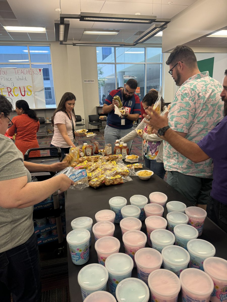 Day 4 Teacher Appreciation. Chips and Dips from the athletic teams, Starbucks coffee courtesy of our CIS, cookies from Mona Alba Saratoga realtor, cupcakes from the cafeteria staff and a fun Circus lunch from our Library dept. What a day.
