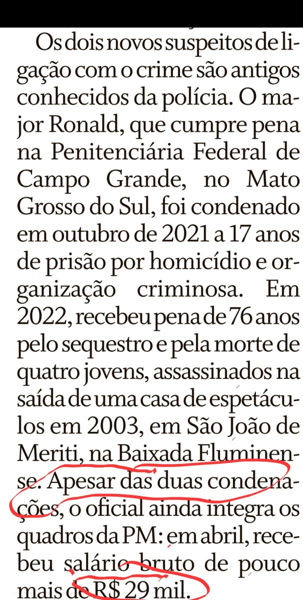 O Brasil está podre. Vão ser necessárias várias gerações para, talvez, termos um país decente. O PM é assassino, condenado a 12 anos é, depois, a 76 anos de cadeia. NÃO FOI EXPULSO DA CORPORAÇÃO E AINDA GANHA UM SALÁRIO DE 29 MIL!!!