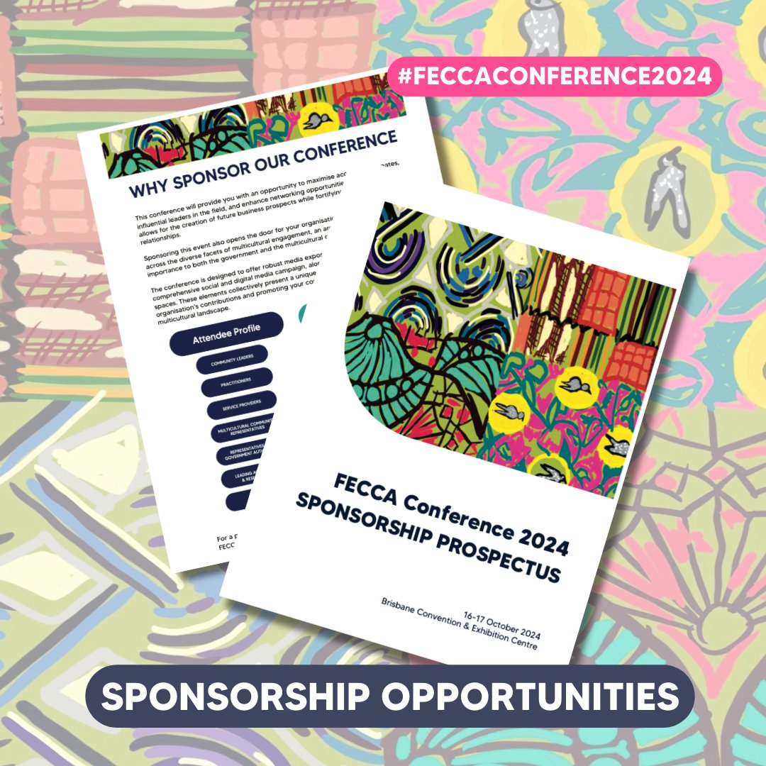 Become a FECCA Conference 2024 Sponsor! A unique opportunity to demonstrate your commitment to multiculturalism, connect w/ community leaders & gain visibility in a national forum dedicated to diversity & inclusion. DOWNLOAD the Sponsorship Prospectus: fecca2024.com.au/sponsorship