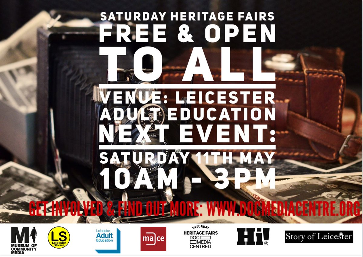 Just a reminder about the Heritage Fair this Saturday including a free talk on ‘Getting Started on Family History’ by us at 11.30am. All free and all welcome. @leicestermuseum @leicslive @leicslibraries @Radioleicester @RecordOffice
