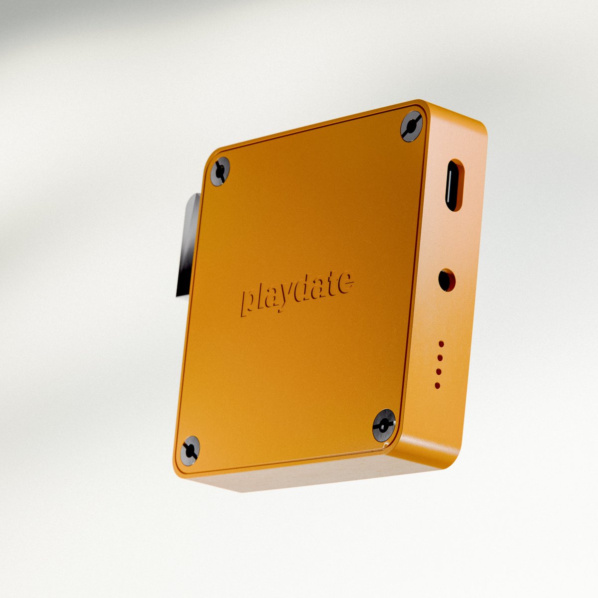 mindsize's tweet photo. A few little updates for tonight. I added in the slits for screws, USB-C internals, #playdate logo, played with the camera and lighting, and roughed in the crank.
#B3D #Blender https://t.co/NaDRZSqUjO