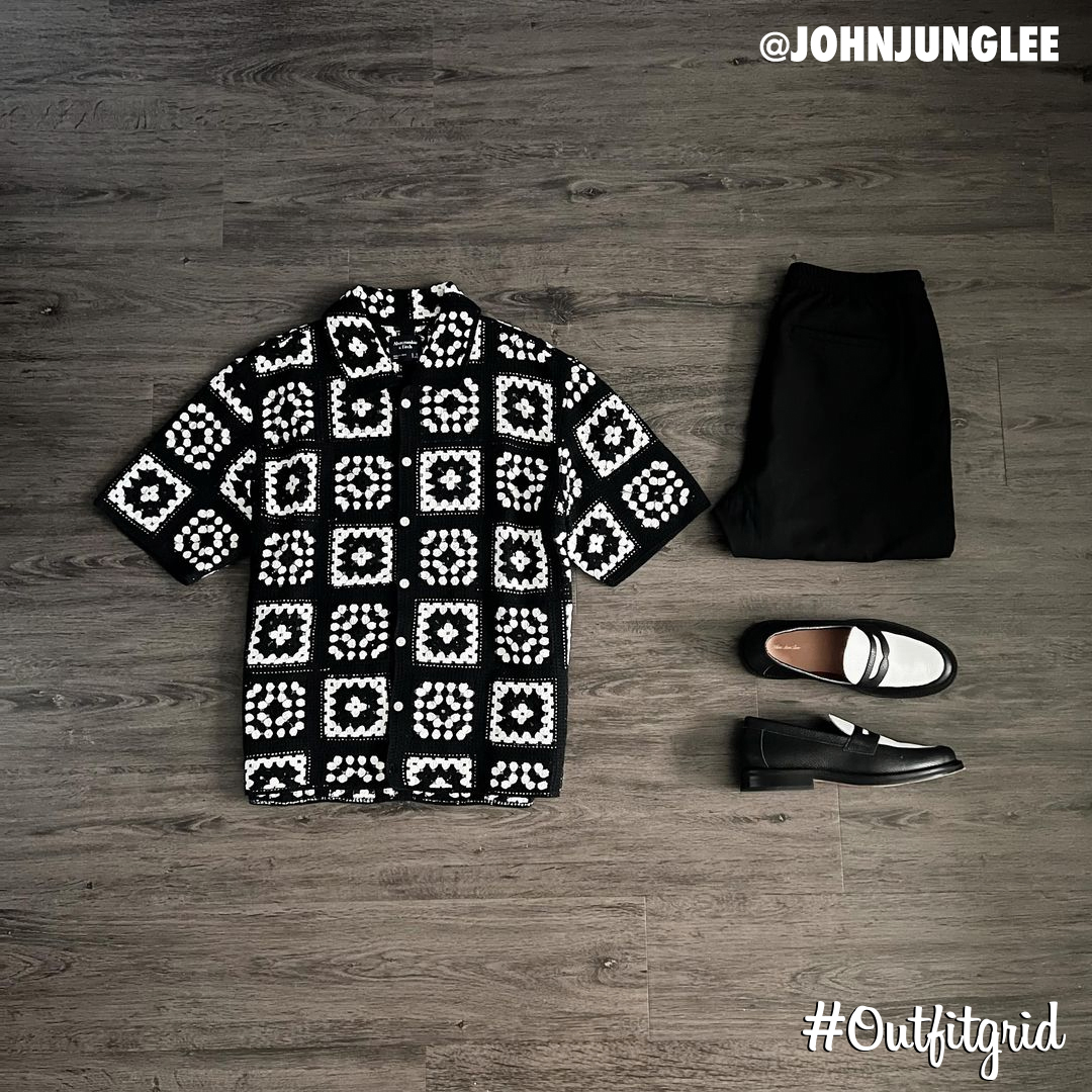 Today's top #outfitgrid is by @johnjunglee.
▫️ #JunnJ #Pants
▫️ #AimeLeonDore #Loafers
▫️ #Abercrombie #Shirt