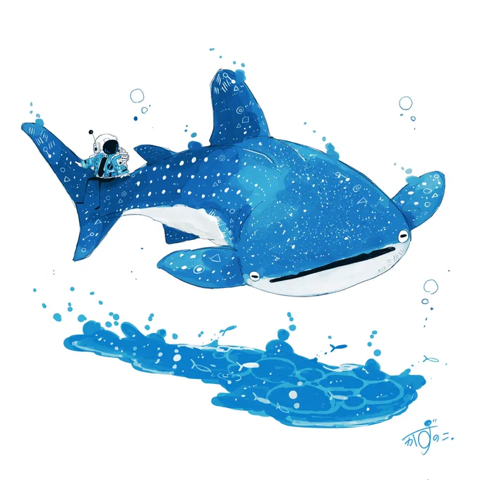 おっきい海の生き物、描いてて楽しい 