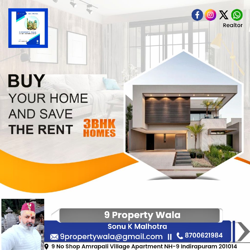 Buy your home and save the rent! 🤙 9311632755 #9propertywala #2bhk #3bhk #flat #penthouse #shop #office #Indirapuram #home #realestate #realtor #realestateagent #property #investment #househunting