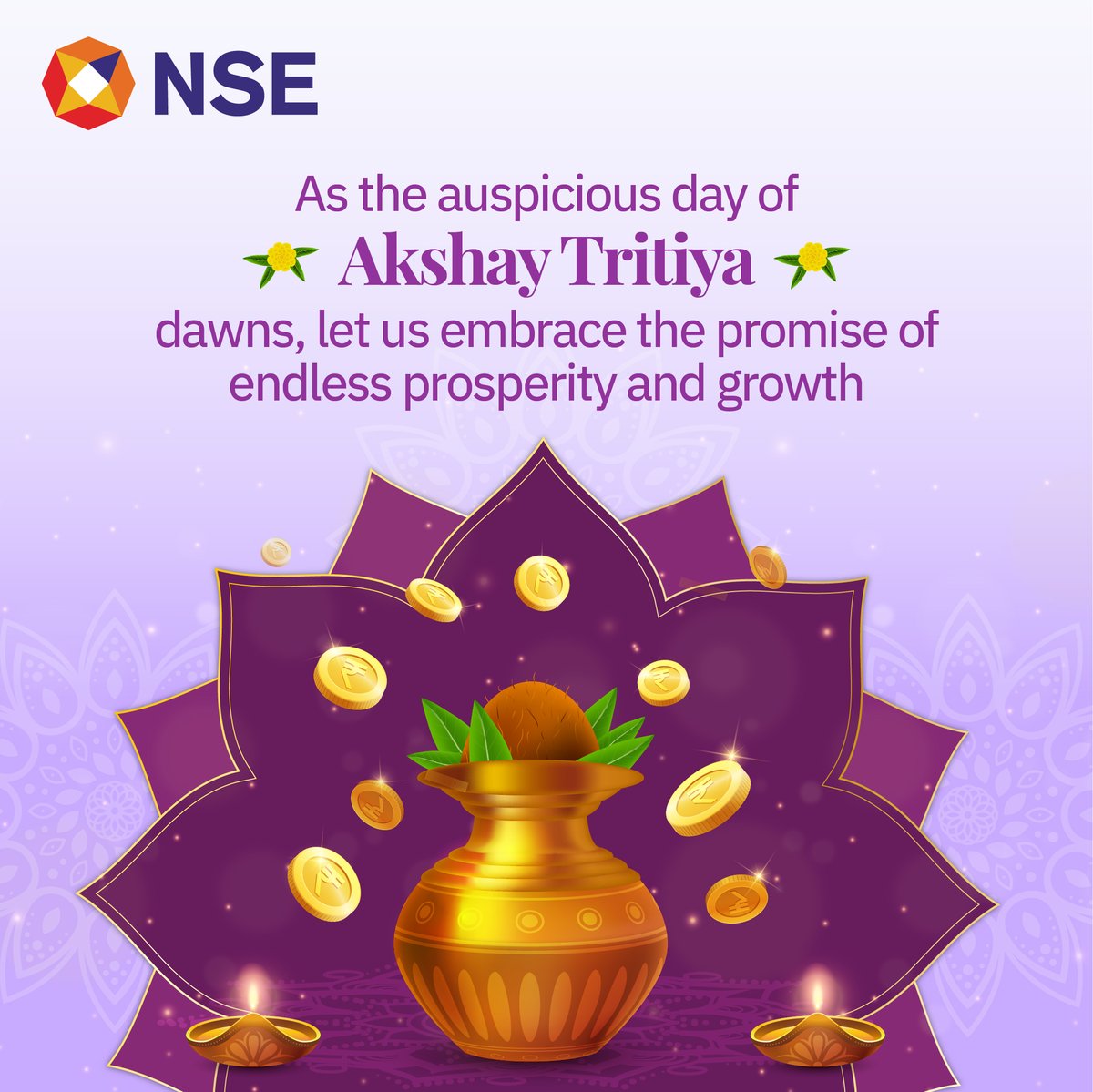 May this auspicious occasion fill your life with abundance and success. NSE wishes you a joyous and prosperous Akshay Tritiya! #NSE #NSEIndia #AkshayTritiya @ashishchauhan