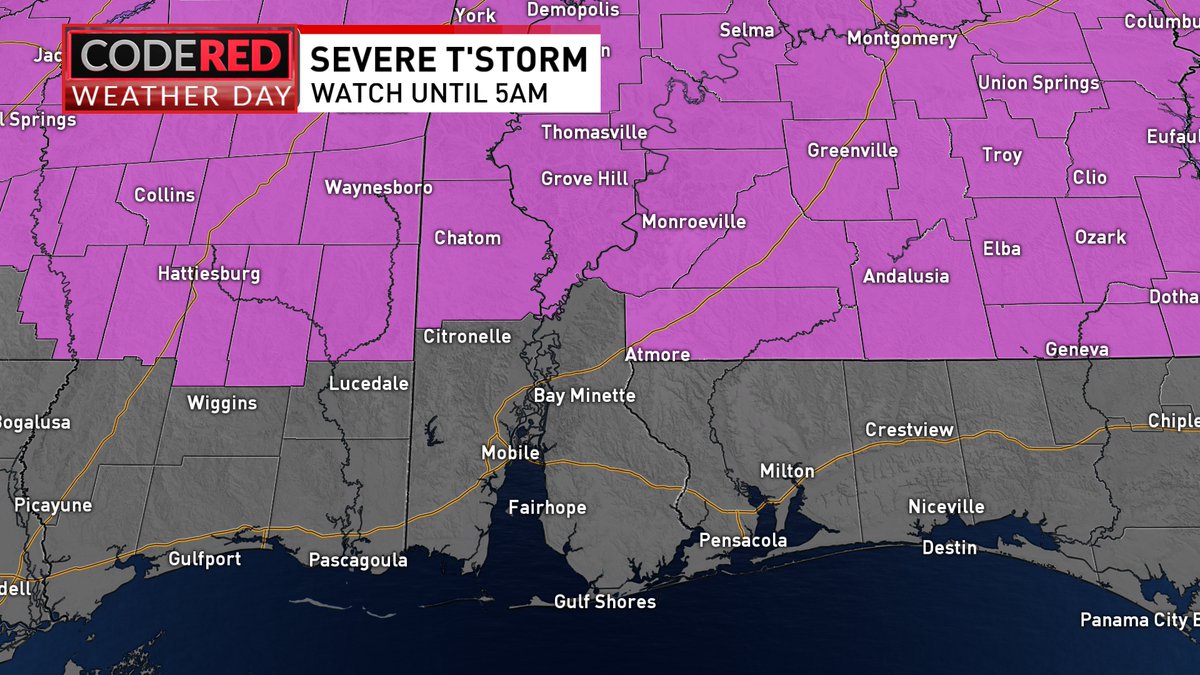 #Severe Thunderstorm Watch in effect for our N counties until 5AM. @mynbc15 mynbc15.com/weather