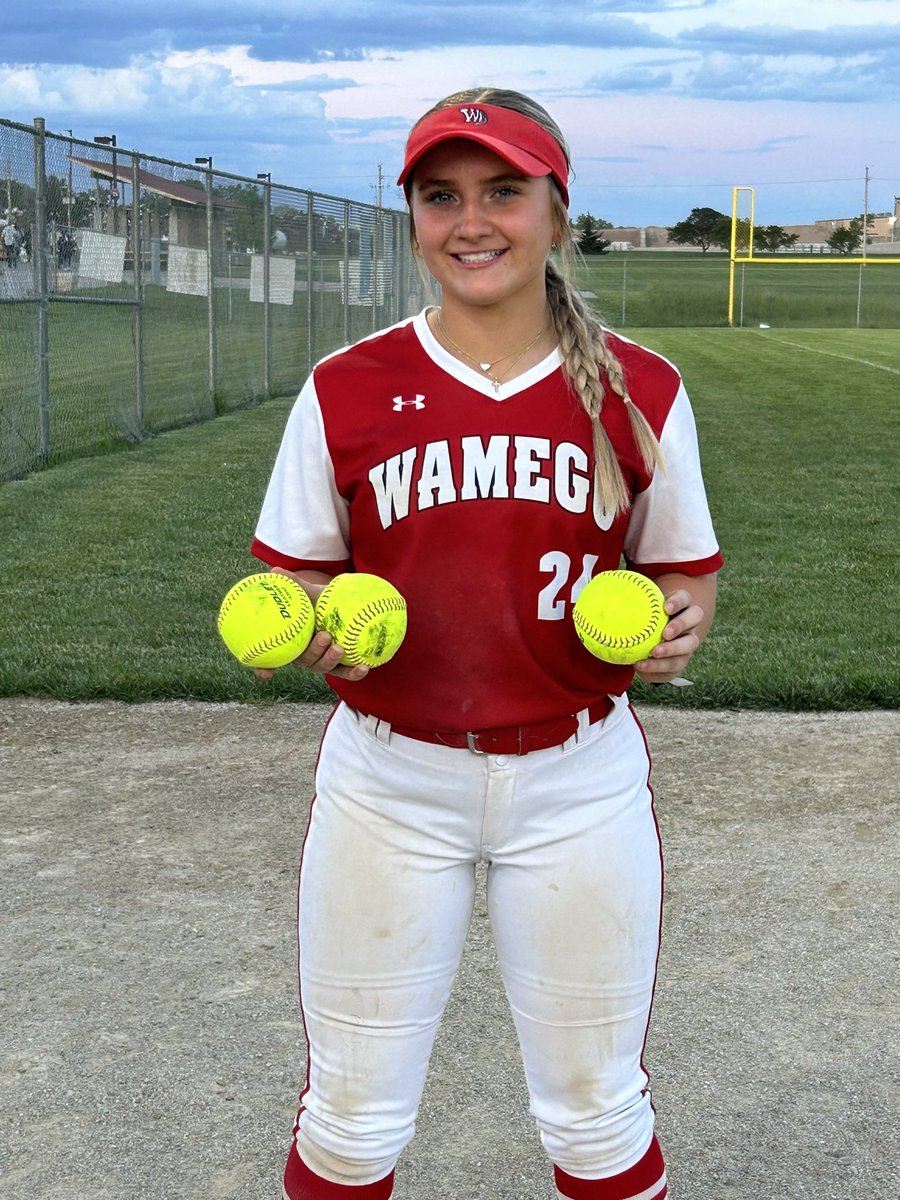 Tonight @alana__mccarthy hits three home runs to set the single season home run record at Wamego High School with 12 home runs. @sportsinkansas @KansasPregame @metrosports_mk