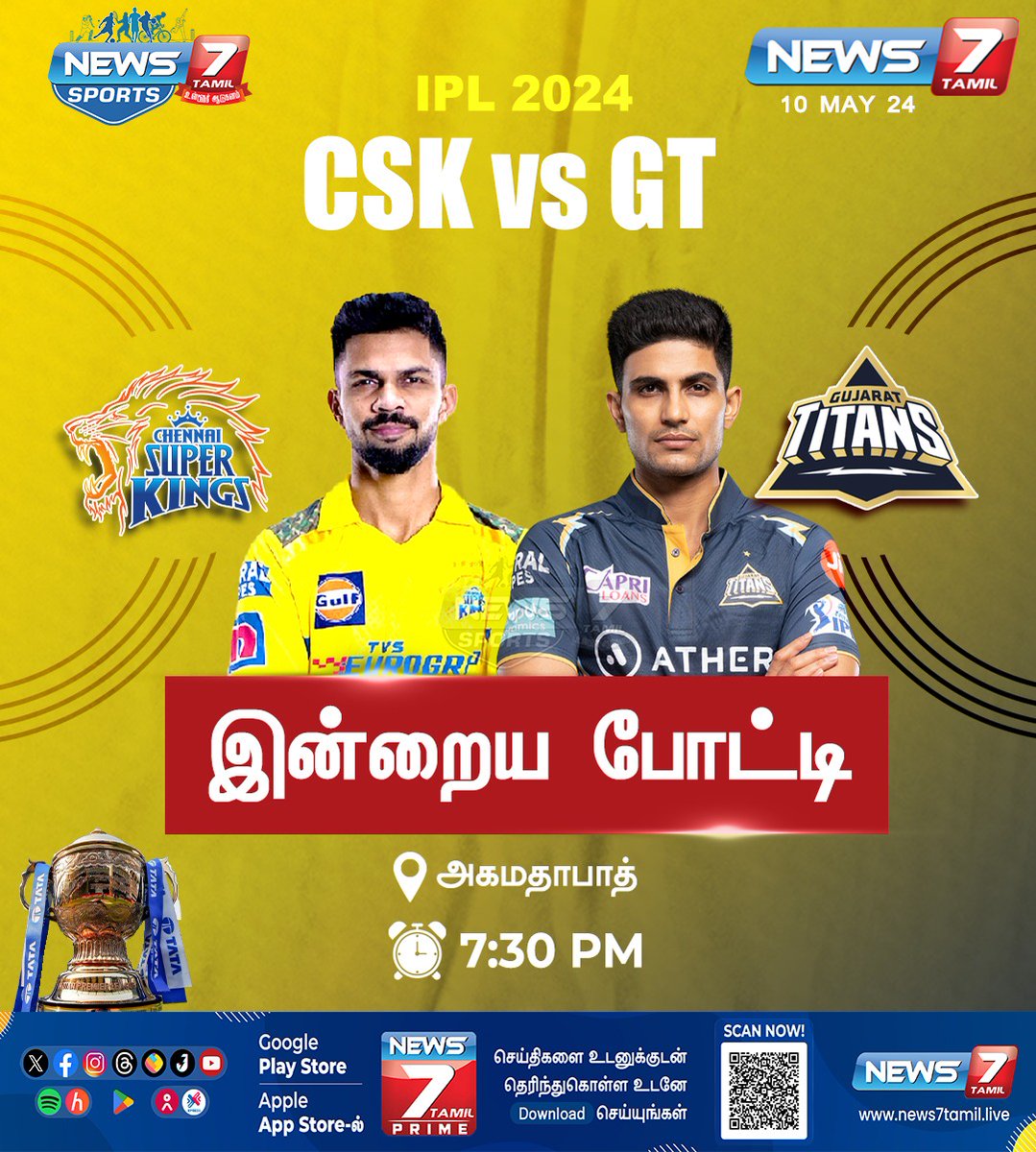 இன்றைய போட்டி

news7tamil.live | #CSK | #GT | #ChennaiSuperKings | #GujaratTitans | #CSKvsGT | #RuturajGaikwad | #ShubhamanGill | #IPL | #IPLUpdates | #TATAIPL2024 | #News7Tamil | #News7TamilUpdates