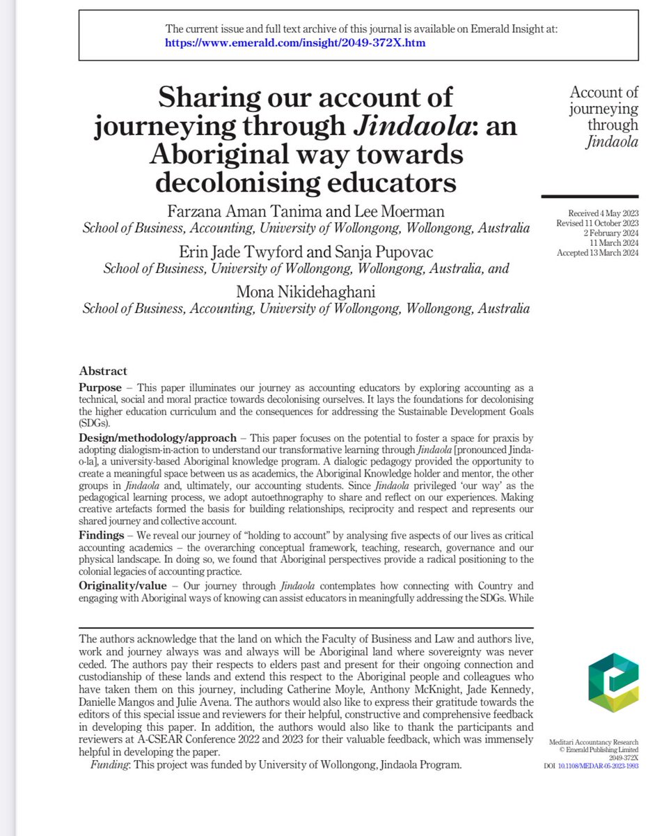 Lovely to sign off for the weekend with this fresh off the press paper. It brings to attention our ongoing journey into decolonising ourselves as educators as part of a larger programme on decolonising curriculum. 

emerald.com/insight/conten…
