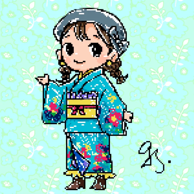 練習 #今日の群青絵 #和装ミックスコーデ
