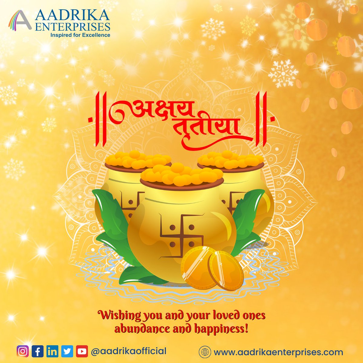 aadrikaofficial's tweet photo. May this Akshaya Tritiya mark the beginning of new opportunities, prosperity, and success in your life.
#HappyAkshayaTritya

#अक्षय_तृतीया #akshaytritiya #festival #greetings #AadrikaEnterprises https://t.co/iGO1sXb6YQ