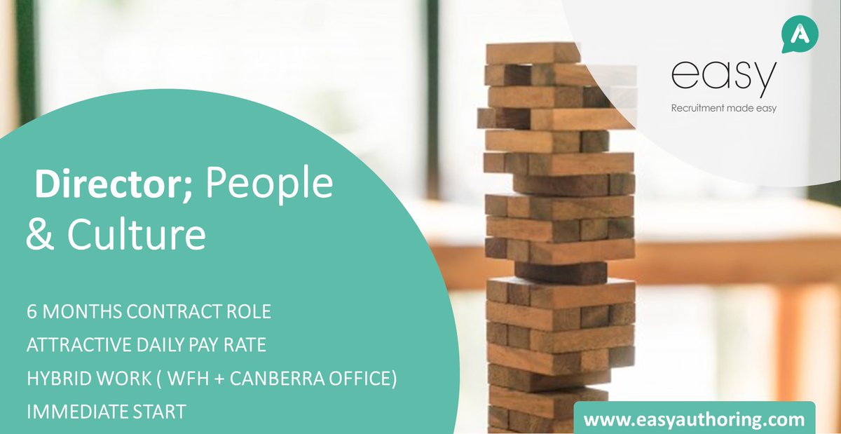 At easyA, we are looking for an experienced Senior People &amp; Culture Specialist to work for a State Government department within ACT.

Please click lnkd.in/gMnPfcNv to know more and apply now!

#EasyAuthoring #easyA #ContractWork #PermanentWork #Director #People #Culture
