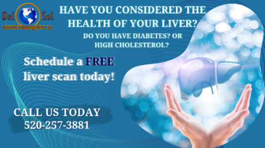Have you considered the health of your liver lately? Schedule a FREE liver scan today! Call (520) 257-3881 or click the link below to learn more: delsolresearch.com/studies/#!/stu… @DelSolResearch #fibroscan #liverscan #tucson #tucsonaz #diabetes #highcholesterol #ad