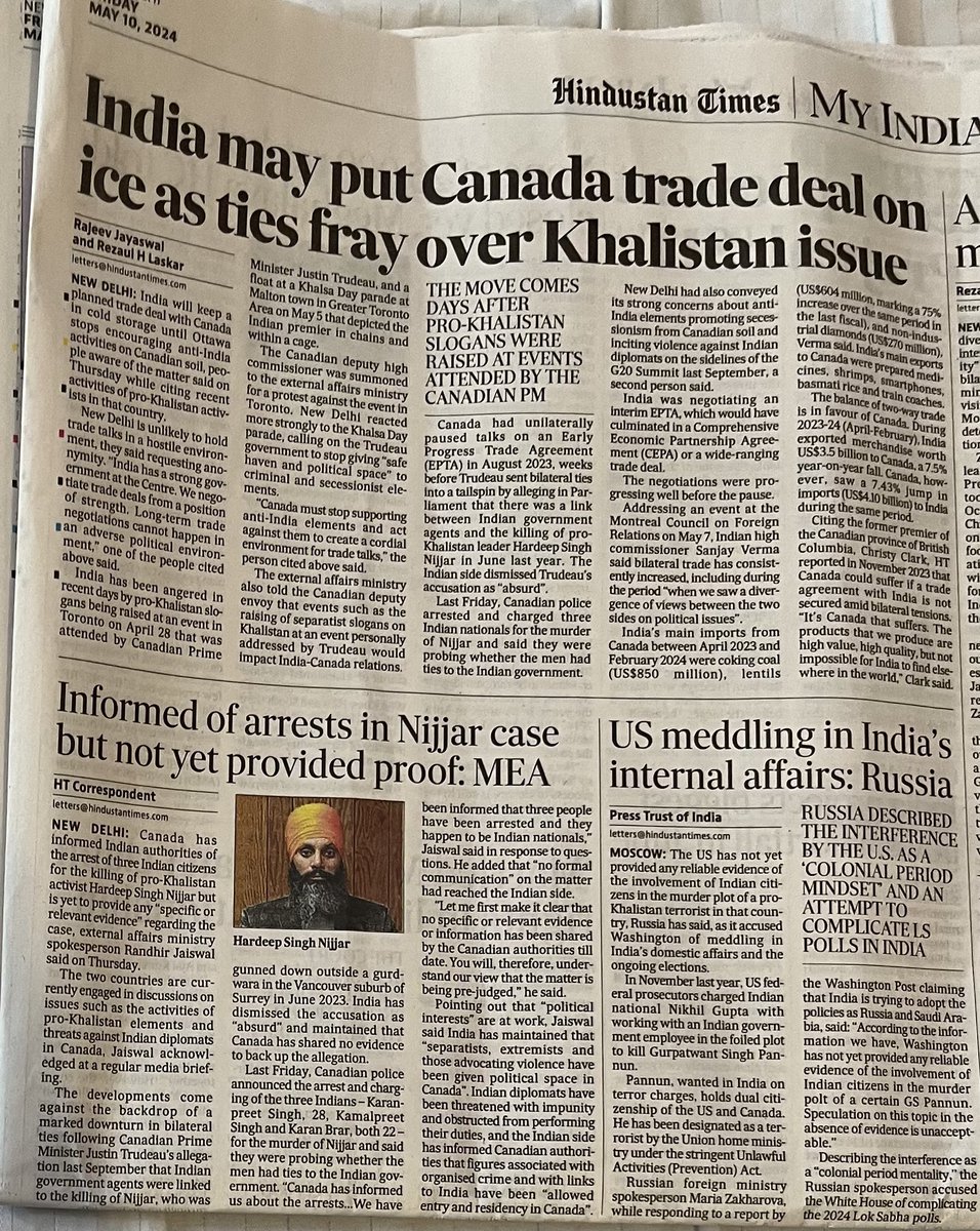 #KhalistaniExtremism in Canada affects trade relations with India and geopolitics, with a strong reaction as “Colonial Period Mindset”. #cdnpoli #cdnmedia #cdnfp